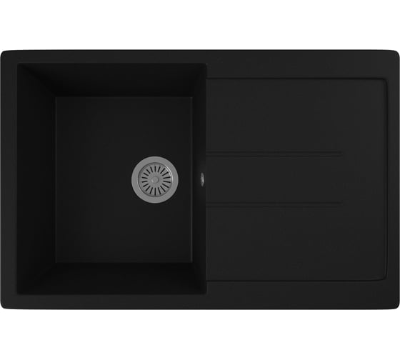 Мойка для кухни оборачиваемая с крылом Bauedge BAU Stil Black coal 77x50, выпуск с сифоном в комплекте, черный уголь GR0162