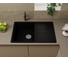 Мойка для кухни оборачиваемая с крылом Bauedge BAU Stil Black coal 77x50, выпуск с сифоном в комплекте, черный уголь GR0162 3