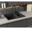Мойка для кухни оборачиваемая с крылом Bauedge BAU Stil Black stone 60x50, выпуск с сифоном в комплекте, черный камень GR0170 2
