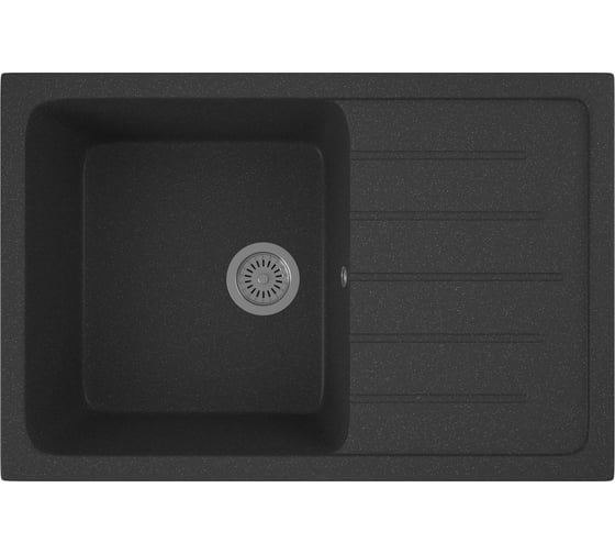 Мойка для кухни оборачиваемая с крылом Bauedge BAU Stil Black stone 75x50, выпуск с сифоном в комплекте, черный камень GR0157 1