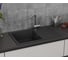 Мойка для кухни оборачиваемая с крылом Bauedge BAU Stil Black stone 75x50, выпуск с сифоном в комплекте, черный камень GR0157 2