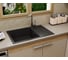 Мойка для кухни оборачиваемая с крылом Bauedge BAU Stil Black stone 76x50, выпуск с сифоном в комплекте, черный камень GR0165 2
