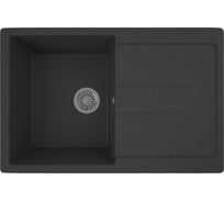 Мойка для кухни оборачиваемая с крылом Bauedge BAU Stil Black stone 77x50, выпуск с сифоном в комплекте, черный камень GR0161