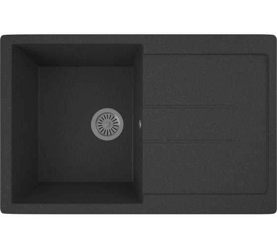 Мойка для кухни оборачиваемая с крылом Bauedge BAU Stil Black stone 77x50, выпуск с сифоном в комплекте, черный камень GR0161