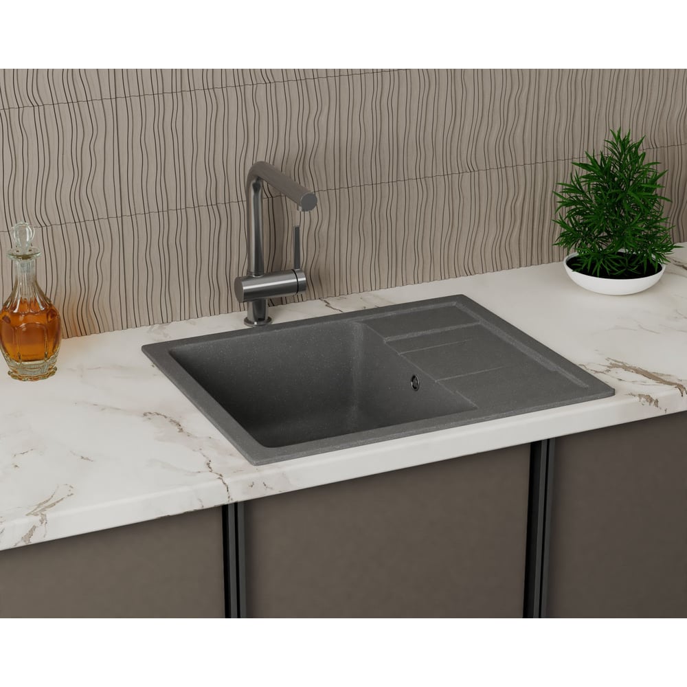 Мойка для кухни оборачиваемая с крылом Bauedge BAU Stil Gray stone ...