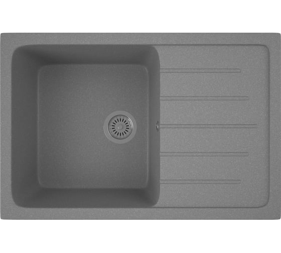 Мойка для кухни оборачиваемая с крылом Bauedge BAU Stil Gray stone 75x50, выпуск с сифоном в комплекте, серый камень GR0155
