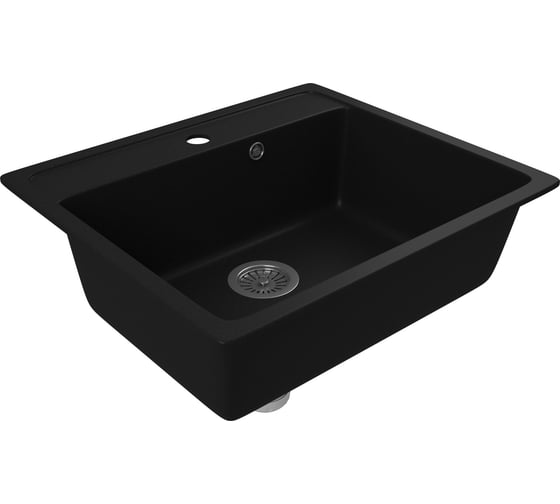 Мойка для кухни Bauedge BAU Stil Black coal 56x50, выпуск с сифоном в комплекте, черный уголь GR0129