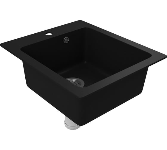 Мойка для кухни Bauedge BAU Stil Black coal 42x50, выпуск с сифоном в комплекте, черный уголь GR0117
