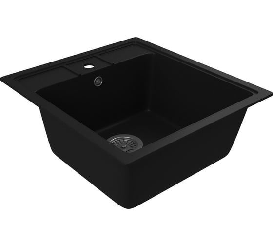 Мойка для кухни Bauedge BAU Stil Black coal 45x50, выпуск с сифоном в комплекте, черный уголь GR0123