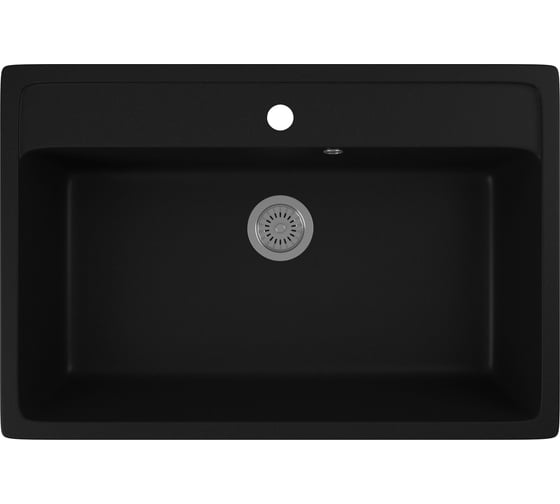 Мойка для кухни Bauedge BAU Stil Black coal 76x51, выпуск с сифоном в комплекте, черный уголь GR0134
