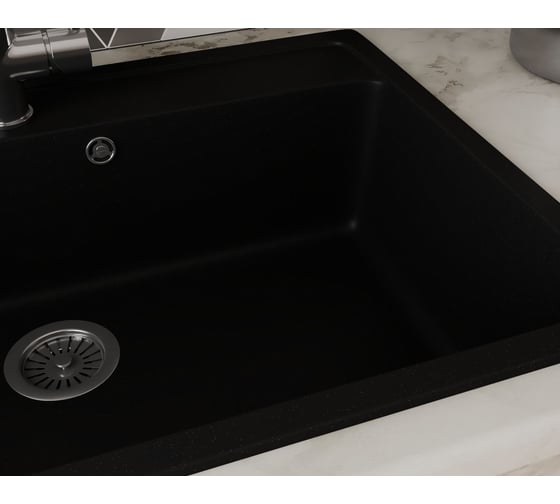 Мойка для кухни Bauedge BAU Stil Black coal 76x51, выпуск с сифоном в комплекте, черный уголь GR0134