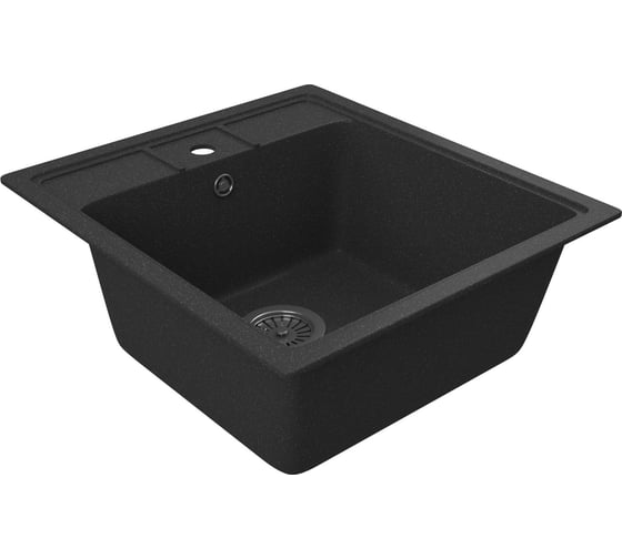 Мойка для кухни Bauedge BAU Stil Black stone 45x50, выпуск с сифоном в комплекте, черный камень GR0122