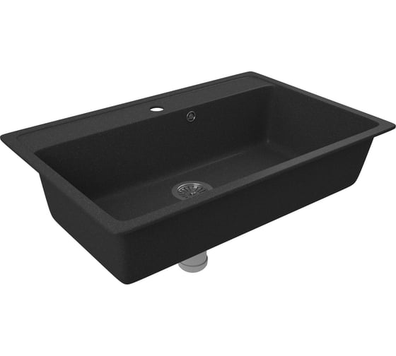 Мойка для кухни Bauedge BAU Stil Black stone 76x51, выпуск с сифоном в комплекте, черный камень GR0133