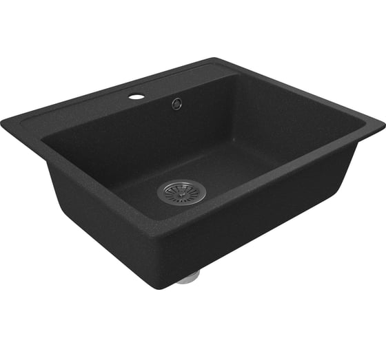 Мойка для кухни Bauedge BAU Stil Black stone 56x50, выпуск с сифоном в комплекте, черный камень GR0128