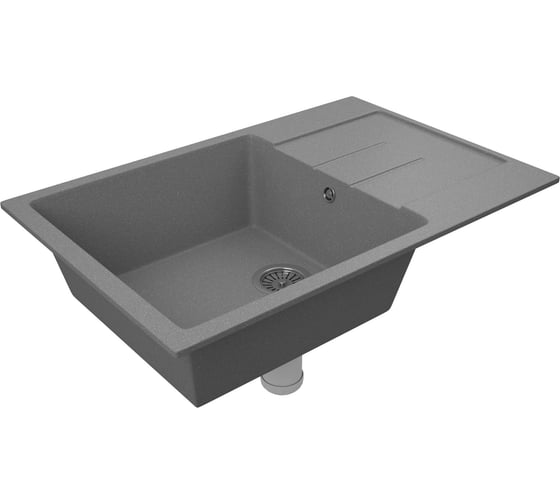 Мойка для кухни оборачиваемая с крылом Bauedge BAU Stil Gray stone 76x50, выпуск с сифоном в комплекте, серый камень GR0163