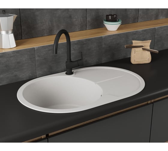 Мойка для кухни врезная Bauedge BAU Dream Jasmine 78x51, жасмин, кварцевая, в комплекте с сифоном BAU0031