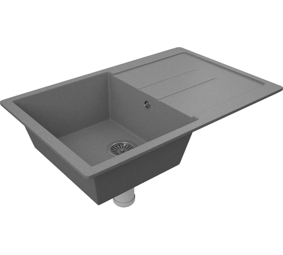 Мойка для кухни оборачиваемая с крылом Bauedge BAU Stil Gray stone 77x50, выпуск с сифоном в комплекте, серый камень GR0159