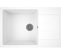 Мойка для кухни оборачиваемая с крылом Bauedge BAU Stil White snow 76x50, выпуск с сифоном в комплекте, белый снег GR0164