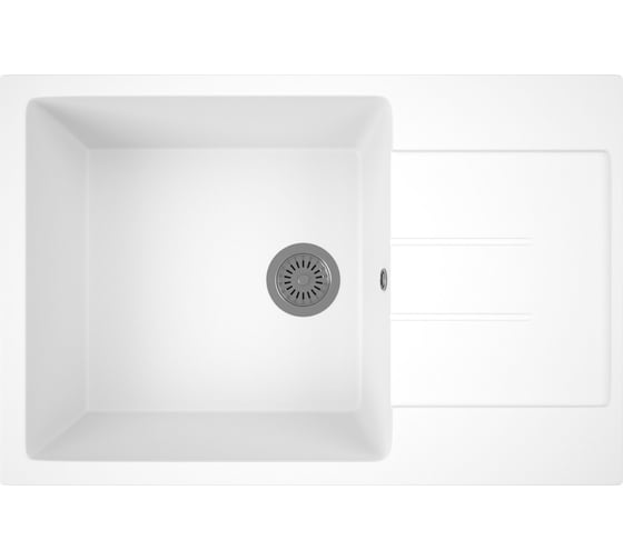 Мойка для кухни оборачиваемая с крылом Bauedge BAU Stil White snow 76x50, выпуск с сифоном в комплекте, белый снег GR0164