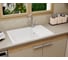 Мойка для кухни оборачиваемая с крылом Bauedge BAU Stil White snow 76x50, выпуск с сифоном в комплекте, белый снег GR0164 2