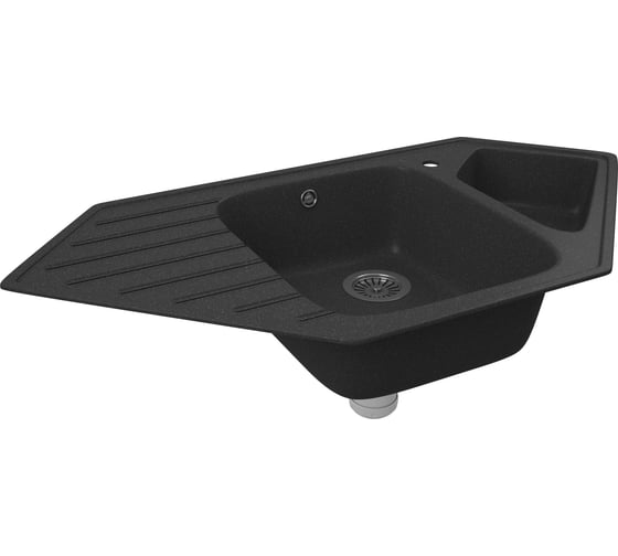 Угловая мойка для кухни Bauedge BAU Triangle Black stone 97x50, выпуск с сифоном в комплекте, черный камень GR0182