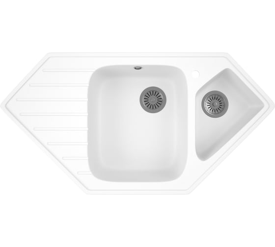 Угловая мойка для кухни Bauedge BAU Triangle White snow 97x50, выпуск с сифоном в комплекте, белый снег GR0181