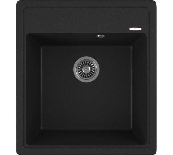 Мойка для кухни Bauedge врезная, кварцевая, в комплекте с сифоном BAU Stil Anthracite 46x51, антрацит BAU0001