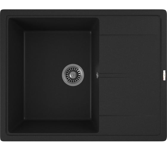 Мойка для кухни Bauedge врезная, кварцевая, в комплекте с сифоном BAU Stil Anthracite 65x51, антрацит BAU0010