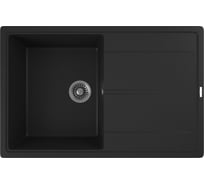 Мойка для кухни Bauedge врезная, кварцевая, в комплекте с сифоном BAU Stil Anthracite 78x51, антрацит BAU0020