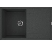Мойка для кухни Bauedge врезная, кварцевая, в комплекте с сифоном BAU Stil Black 78x51, черный BAU0024