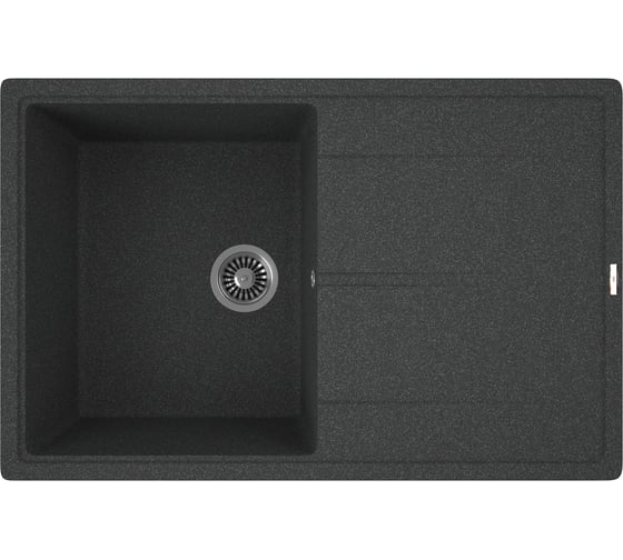 Мойка для кухни Bauedge врезная, кварцевая, в комплекте с сифоном BAU Stil Black 78x51, черный BAU0024