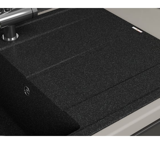 Мойка для кухни Bauedge врезная, кварцевая, в комплекте с сифоном BAU Stil Black 78x51, черный BAU0024