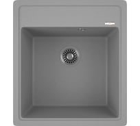 Мойка для кухни Bauedge врезная, кварцевая, в комплекте с сифоном BAU Stil Gray silk 46x51, серый шёлк BAU0004
