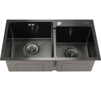 Мойка MELANA ProfLine 3.0/220, сатин, графит, 2-я чаша, врезная, прямоугольная S7240HB графит