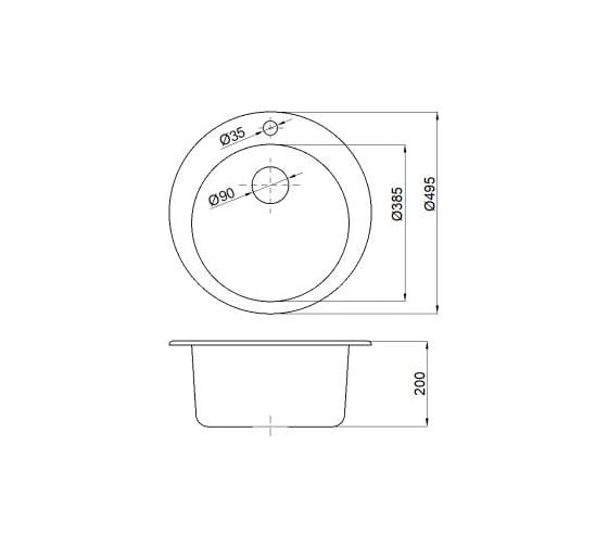 Мойка кухонная из искусственного камня AV Engineering POINT черный, 495x495 мм AVE495495BKA