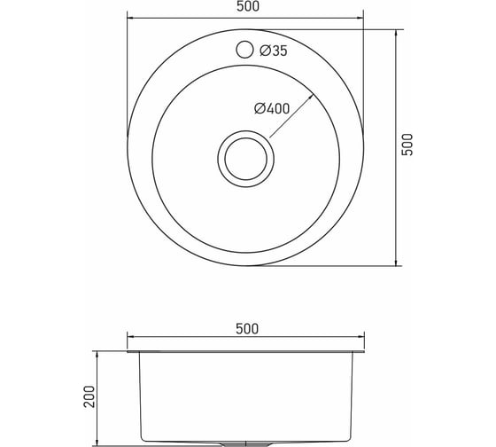 Мойка настольного монтажа MIXLINE D50 3,0 вып 3 1/2 круглая PRO 20см с сифоном черный графит НОВИНКА 554770