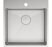 Мойка кухонная Lemark JANGA 490 из нерж.стали, цвет сталь, в комплекте крепеж, арматура сливная с прямоуг.переливом, сифон 9937105