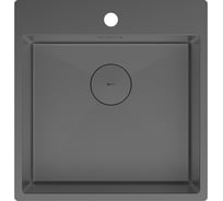 Мойка кухонная Lemark JANGA 490 из нерж.стали, графит, в комплекте крепеж, арматура сливная с прямоуг.переливом, сифон 9936107