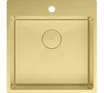 Мойка кухонная Lemark JANGA 490 из нерж.стали, светлое золото, в комплекте крепеж, арматура сливная с прямоуг.переливом, сифон 9938106