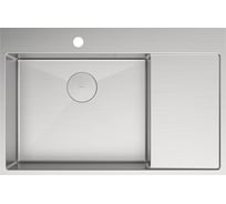 Мойка кухонная с крылом Lemark KEZADRA 780L из нерж.стали, чаша слева, цвет сталь в комплекте крепеж, арматура сливная с прямоуг.переливом, сифон 9937149