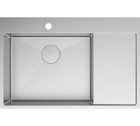 Мойка кухонная с крылом Lemark KEZADRA 780L из нерж.стали, чаша слева, цвет сталь в комплекте крепеж, арматура сливная с прямоуг.переливом, сифон 9937149
