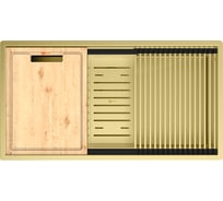 Мойка кухонная Lemark TABAGA 820 из нерж.стали цвет: свет.золото в комплекте ролл-мат, коландер, разд.доска, крепеж, арматура сливная с прямоуг.переливом, сифон 9938134