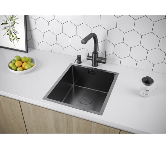 Мойка из нержавеющей стали Paulmark NEXT 38 UNI, вороненая сталь,380x440мм, 1,2мм PM213844-GM