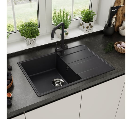 Кухонная мойка MAUNFELD Lacrima 750 черный MFQS-750B
