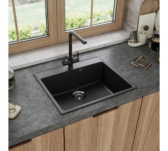 Кухонная мойка MAUNFELD Perla 580 черный MFQS-580B