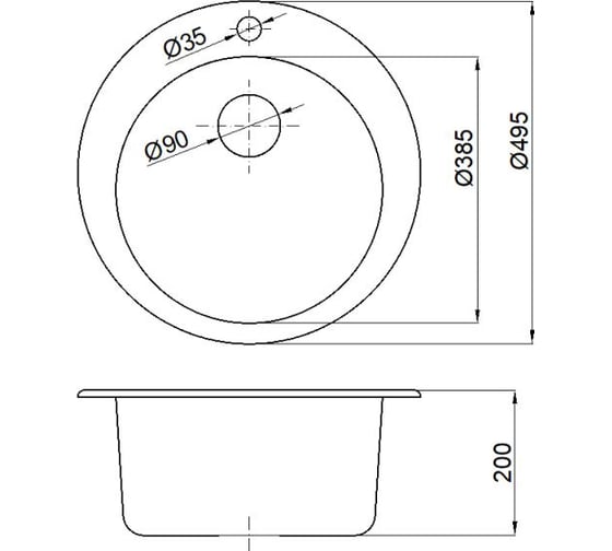 Мойка кухонная из искусственного камня AV Engineering POINT серый 495x495 мм, AVE495495GRA
