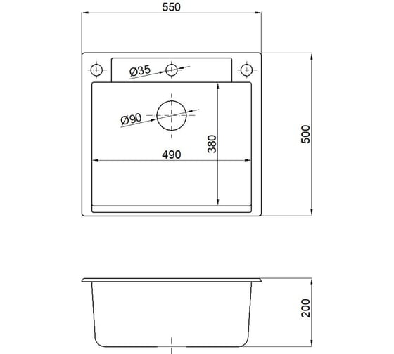 Мойка кухонная из искусственного камня AV Engineering UNIT белый 550x500 мм, AVE550500WTA
