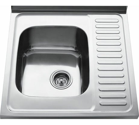 Кухонная мойка KAISER накладная, 600x600, 0.8 мм, хром, левая KSS-6060L