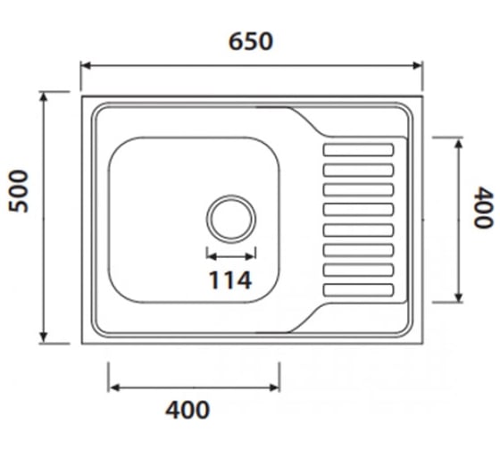 Кухонная мойка KAISER врезная 650x500, 0.8 мм, хром/правая KSS-6550R