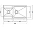 Кухонная мойка KAISER 860x500x220 1.2 мм двойная KT2M-8650 2